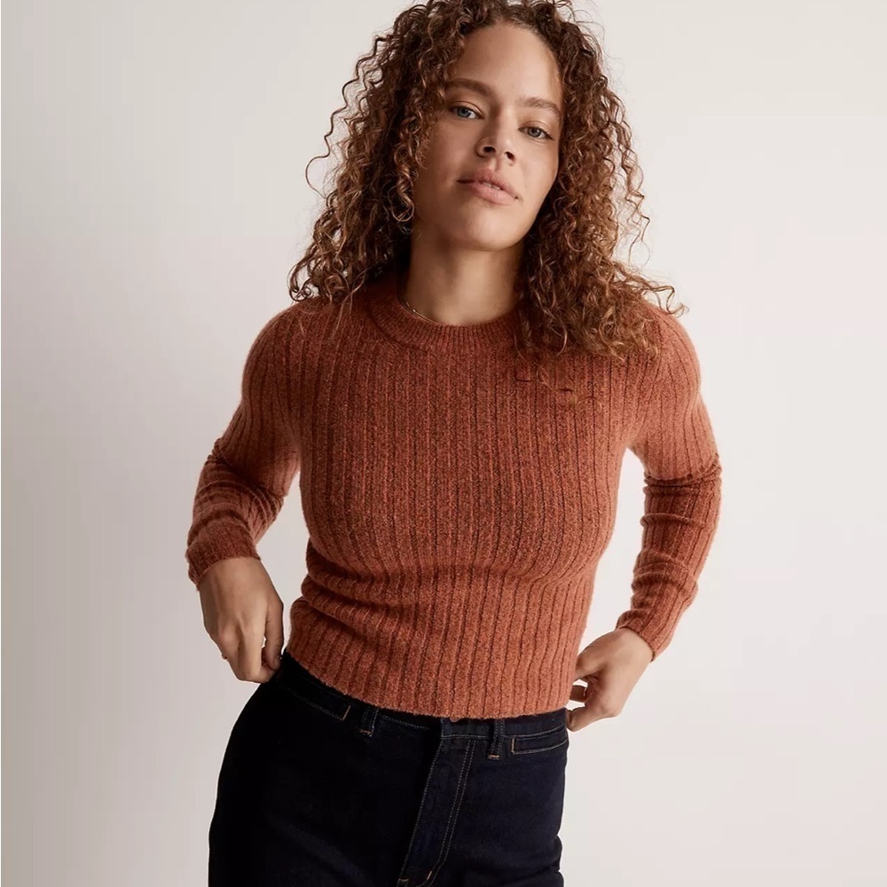 Madewell readfield pullover sweater heather cumin